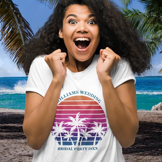Bruiloft op het strand bijpassende bruidsfeest jur t-shirt