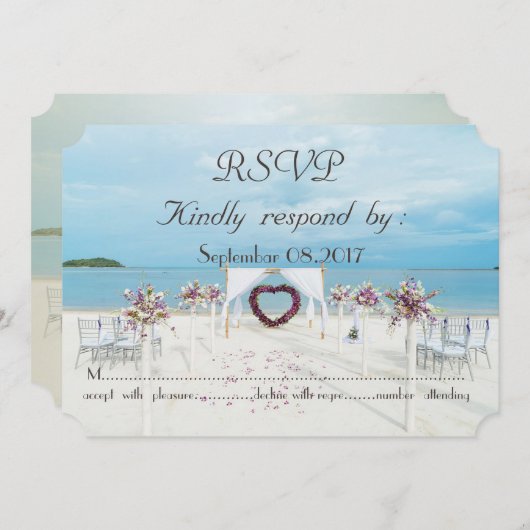 Bruiloft op het strand Bloemboog   RSVP Kaart (Voorkant / Achterkant)