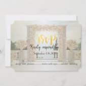 Bruiloft op het strand bloemen rozen RSVP Kaart (Voorkant)