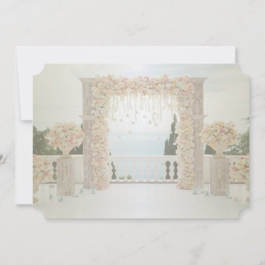 Bruiloft op het strand Boog Bloemen Rozen RSVP Kaart (Achterkant)