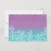 Bruiloft op het strand Lavendel Teal Ombre RSVP-re RSVP Kaartje (Achterkant)