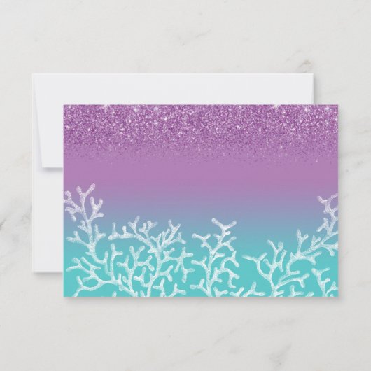 Bruiloft op het strand Lavendel Teal Ombre RSVP-re RSVP Kaartje (Achterkant)