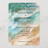 Bruiloft op het strand met aqua en oceaan kaart (Voorkant / Achterkant)