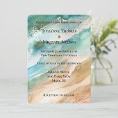 Bruiloft op het strand met aqua en oceaan kaart (Staand voorkant)