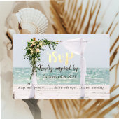 Bruiloft op het strand met bloemen-boog RSVP Kaart