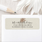 Bruiloft op het strand met bruine palmbomen in vin etiket (Insitu)