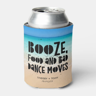 Bruiloft op het strand met eten drank slechte dans blikjeskoeler
