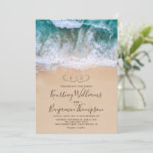 Bruiloft op het strand met harten in Shore Beach Kaart (Staand voorkant)