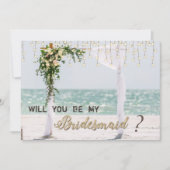 Bruiloft op het strand met prieel bloemstuk bruids kaart (Voorkant)