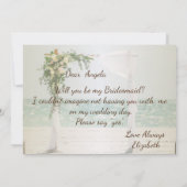 Bruiloft op het strand met prieel bloemstuk bruids kaart (Achterkant)