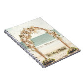 Bruiloft op het strand met prieel rozen kant notitieboek (Rechterzijde)