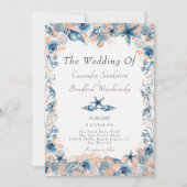 Bruiloft op het strand met schelpen, bloemen en ro kaart (Voorkant)