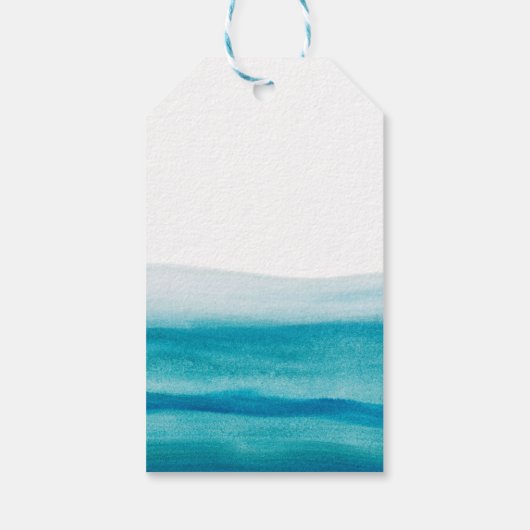 Bruiloft op het strand met waterverf en goudschrif cadeaulabel (Achterkant)