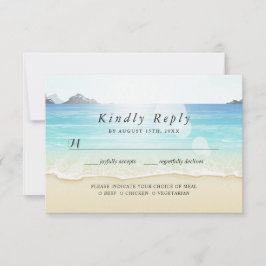 Bruiloft op het strand RSVP maaltijdkeuze kaart