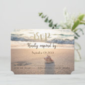 Bruiloft op het strand, schelp RSVP Kaart (Staand voorkant)