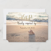 Bruiloft op het strand, schelp RSVP Kaart (Voorkant)