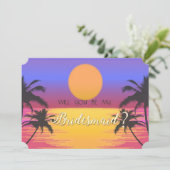 Bruiloft op het strand Zonsondergang Bruidsmeisje Kaart (Staand voorkant)