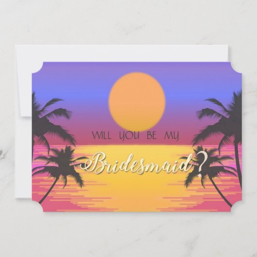 Bruiloft op het strand Zonsondergang Bruidsmeisje Kaart (Voorkant)