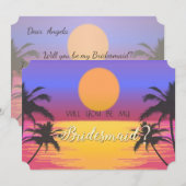 Bruiloft op het strand Zonsondergang Bruidsmeisje Kaart (Voorkant / Achterkant)
