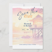 Bruiloft op het strand Zonsondergang Kust Save The Kaart (Voorkant)