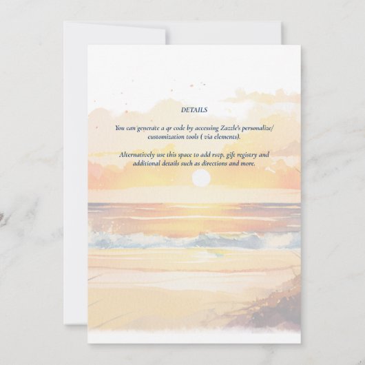 Bruiloft op het strand Zonsondergang Kust Save The Kaart (Achterkant)