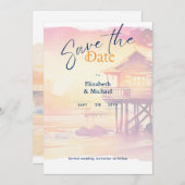 Bruiloft op het strand Zonsondergang Kust Save The Kaart (Voorkant / Achterkant)