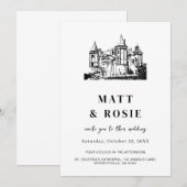 Bruiloft op maat met locatie schets DIGITALE DOWNL Kaart (Voorkant / Achterkant)