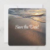 Bruiloft op strand met golven en kust save the date (Achterkant)