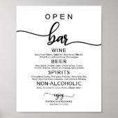 Bruiloft Open Bar Menu Bord Rustic Chic Calligrafi Poster (Voorkant)