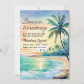 Bruiloft Opslaan Datum Foto Tropisch Strand Save The Date (Voorkant)