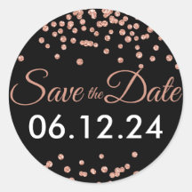 Bruiloft Opslaan Datum Roos Gouden Glitter Confett