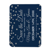 Bruiloft Opslaan Datum Zilveren Glitter Confetti N Magneet (Verticaal)
