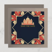 Bruiloft opslaan van de datum Indiase thema uitnod Save The Date (Voorkant / Achterkant)