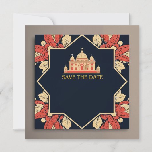 Bruiloft opslaan van de datum Indiase thema uitnod Save The Date (Voorkant)