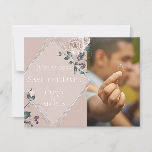 BRUILOFT | Opslaan van de datum PHOTO Dusty Pink F Save The Date (Voorkant)
