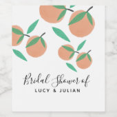 Bruiloft Oranjes Handgetekende Botanische Wijn Etiket (Enkel label)