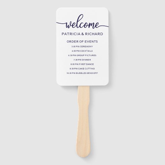 Bruiloft Orde van Evenementen Tijdlijn Chique Mari Handwaaier (Voorkant)