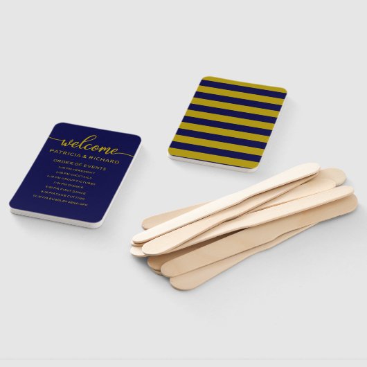 Bruiloft Orde van Evenementen Tijdlijn Marine Blau Handwaaier (Niet-gemonteerd)