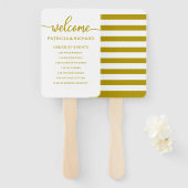 Bruiloft Orde van Evenementen Tijdlijn Schema Goud Handwaaier (Voorkant en achterkant)