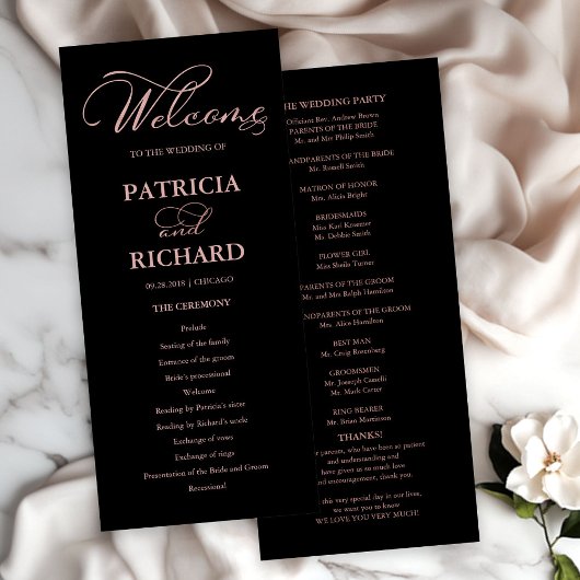 Bruiloft Orde van Service Ceremonie Elegant Progra Programmakaart