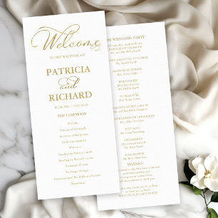 Bruiloft Orde van Service Ceremonie Programma Goud Programmakaart