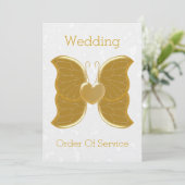 Bruiloft Orde van Service Gouden Vlinder Hart Kaart (Staand voorkant)