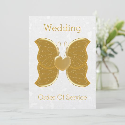 Bruiloft Orde van Service Gouden Vlinder Hart Kaart (Staand voorkant)