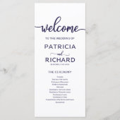 Bruiloft Orde van Service Programma Chic Navy Blue Programmakaart (Voorkant)