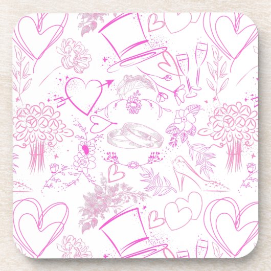 Bruiloft ornamenten patroon 02 bier onderzetter (Voorkant)