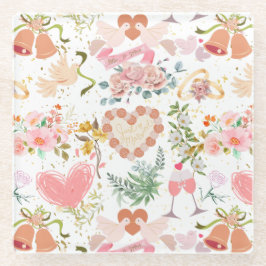 Bruiloft ornamenten patroon glazen onderzetter