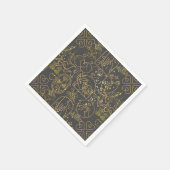 Bruiloft ornamenten patroon in Goud D Grijs BG Servet (Hoek)