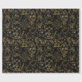 Bruiloft ornamenten patroon in Goud Zwart BG Cadeaupapier (Vlak)