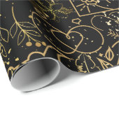 Bruiloft ornamenten patroon in Goud Zwart BG Cadeaupapier (Rol Hoek)
