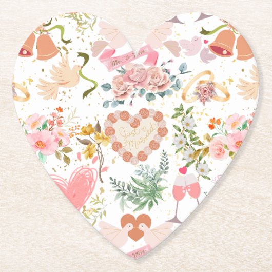 Bruiloft ornamenten patroon kartonnen onderzetters (Voorkant)